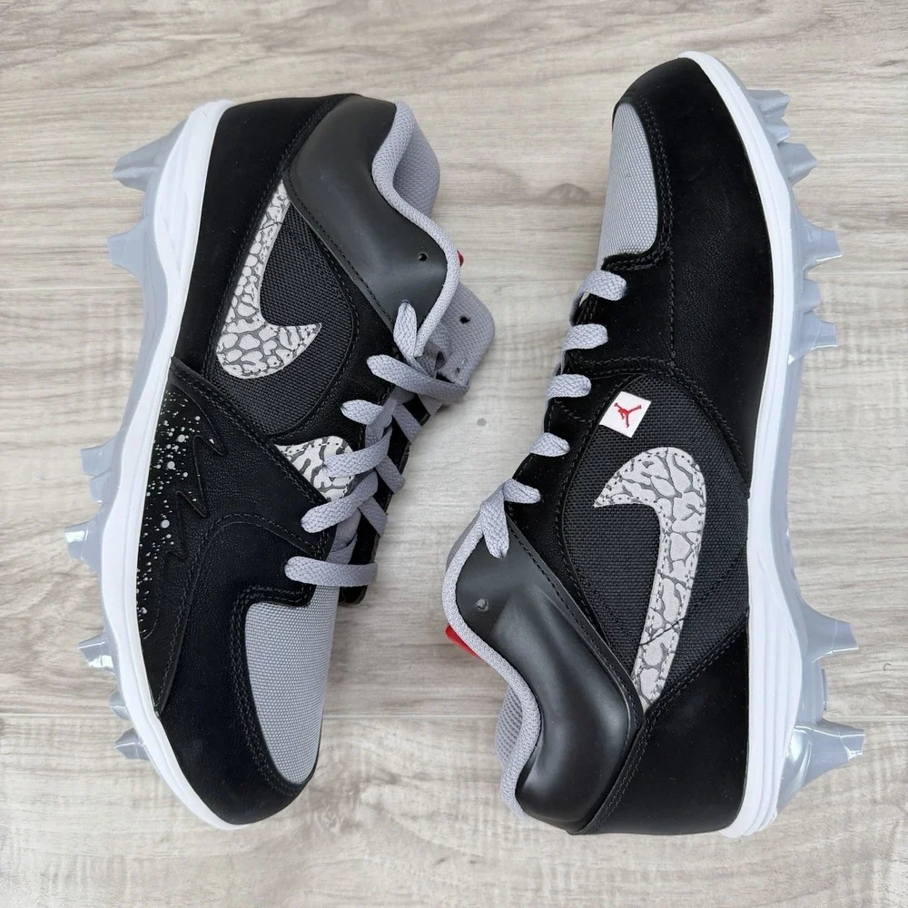 Size 9 - Jordan Stadium 90 Black Gray Cement Football Baseball Cleats